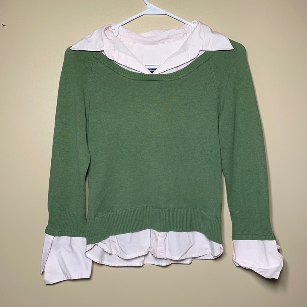 Takeout Layered Long Sleeve Top green/baby pink
